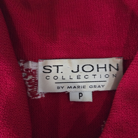 Vtg.St.John Collection By Mary Grey Women's Cardigan Sz.P (S)zippered White Star - Picture 6 of 11